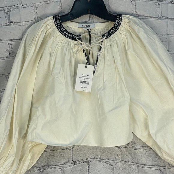 Re/Done Victorian crop top. Vintage Ivory, Size S - Picture 3 of 5